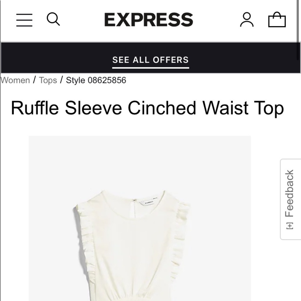 Express - RUFFLE SLEEVE CINCHED WAIST TOP